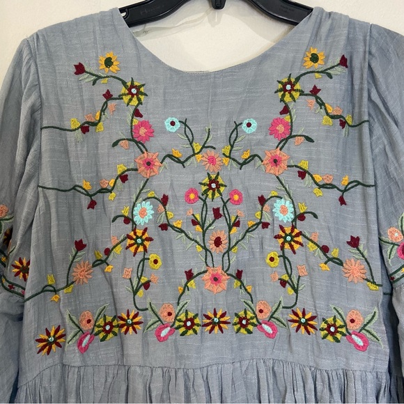 NWT Umgee Embroidered Dress in Cool Grey - Picture 9 of 16